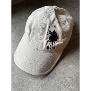 Vintage US Polo Assn Hat American Embroidered #3 Logo Strapback Cap Tan Beige